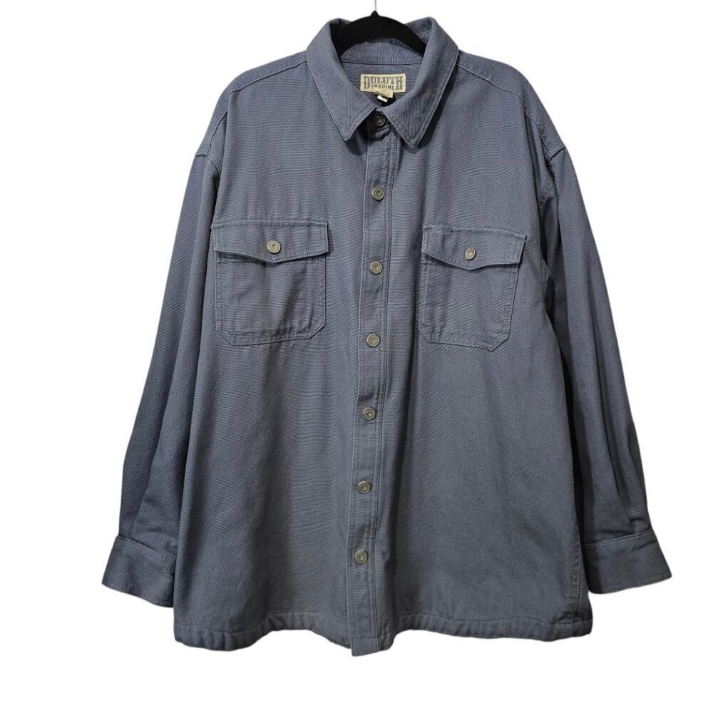 Duluth Trading New Trucker Gray Fleece Lined Snap Front Barn Jacket Work Coat